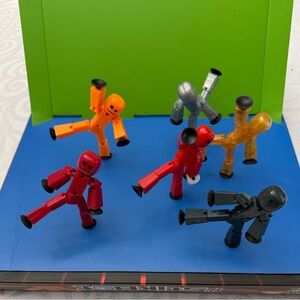 StikBot Colorful 6 Stick Figure Green Blue Double Sided Box Animation Station